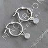 Rainbow Moonstone Charm Hoop Earrings