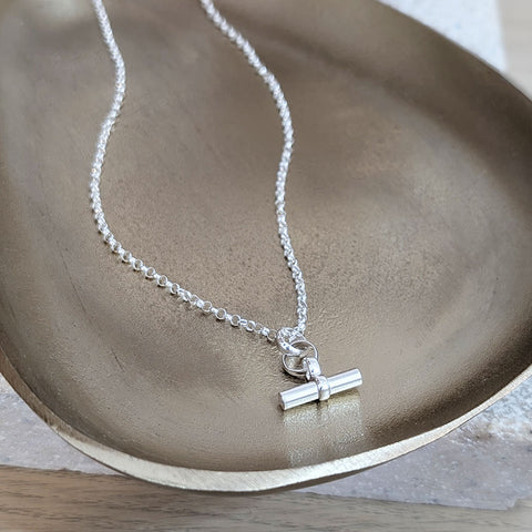 Sterling Silver T-Bar Necklace
