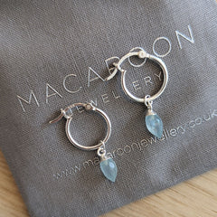 Aquamarine Semi-Precious Gemstone Hoop Earrings