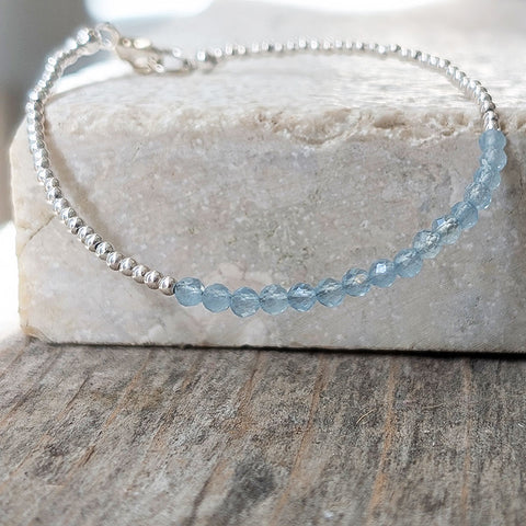 Aquamarine and Sterling Silver Bracelet