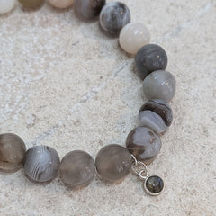 Botswana Agate Gemstone Charm Bracelet