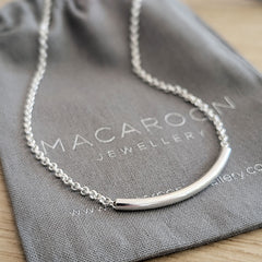 Sterling Silver Chunky Curved Bar Necklace