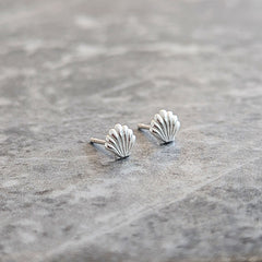 Sterling Silver Clam Shell Earrings