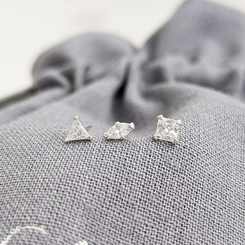 Sterling Silver Crystal Nose Stud Set
