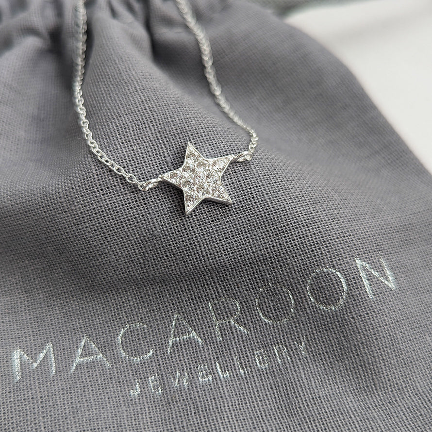 Sterling Silver Crystal Star Charm Bracelet