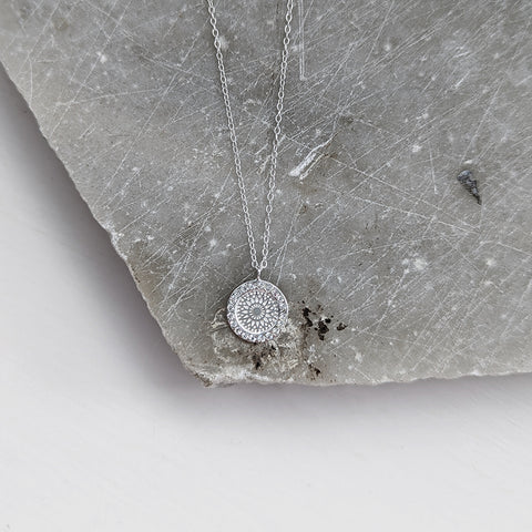Engraved Crystal Disc Necklace