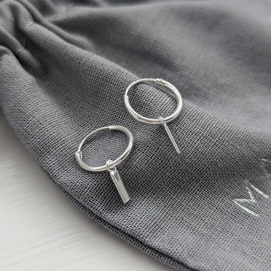 Flat Bar Micro Hoop Earrings