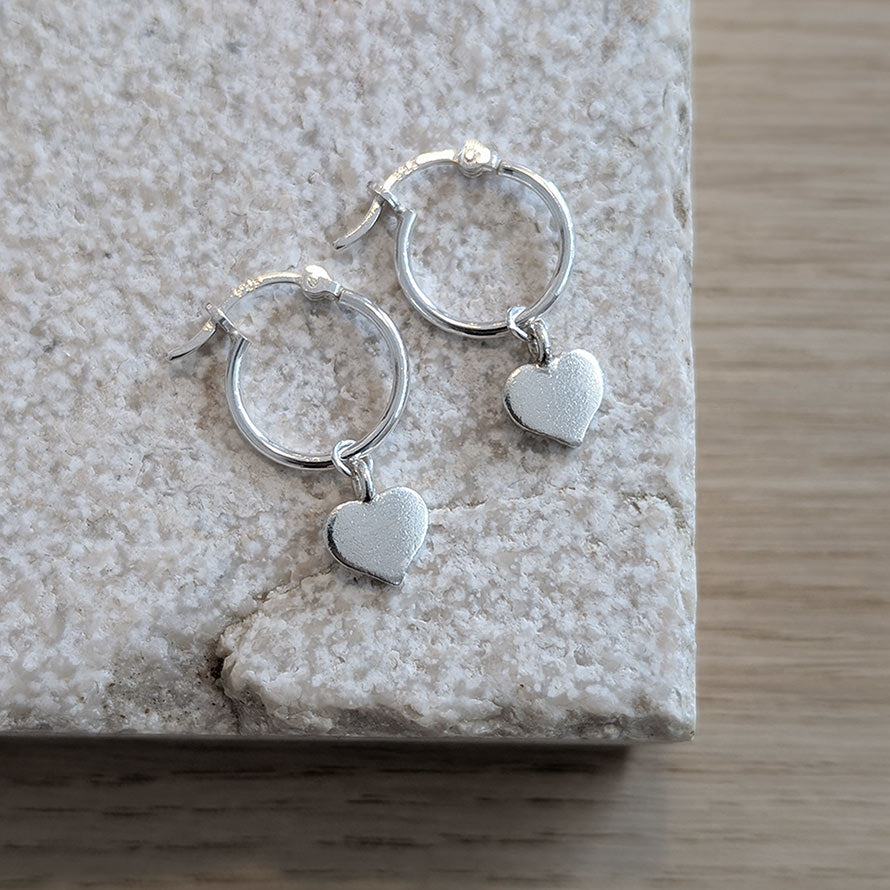 Heart Charm Hoop Earrings