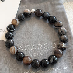 Men's Striped Agate Gemstone Bracelet