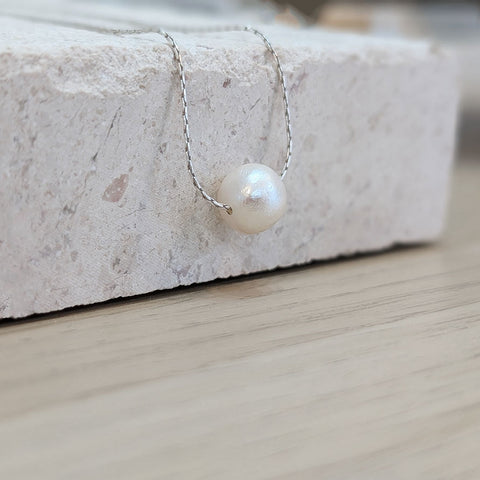 Sterling Silver Floating Pearl Necklace