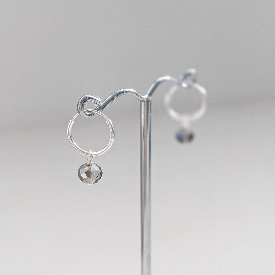 Sterling Silver Crystal Hoop Earrings