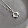 Sterling Silver Sunburst Charm Necklace