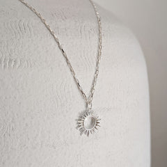 Sterling Silver Sunburst Charm Necklace