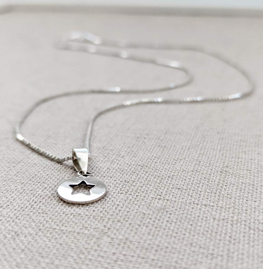 Sterling Silver Star Disc Necklace