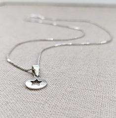 Sterling Silver Star Disc Necklace