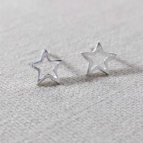 Sterling Silver Cut Out Star Earrings