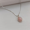 Pink Opal Oval Gemstone Necklace