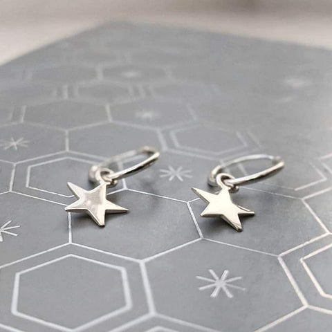 Micro Hoop and Star Drop Earrings