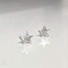 Sterling Silver Brushed Star Stud Earrings