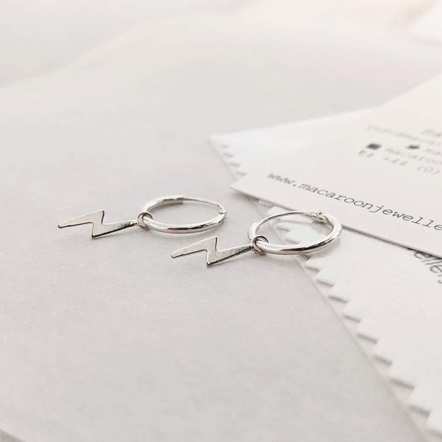 Micro Hoop and Lightning Bolt Earrings