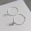 Star and Moon Silver Hoop Earrings