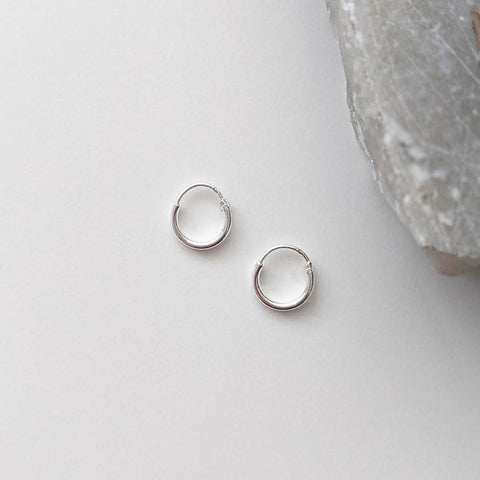 Tiny Sterling Silver Micro Hoop Earrings