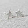 Sterling Silver Brushed Star Stud Earrings