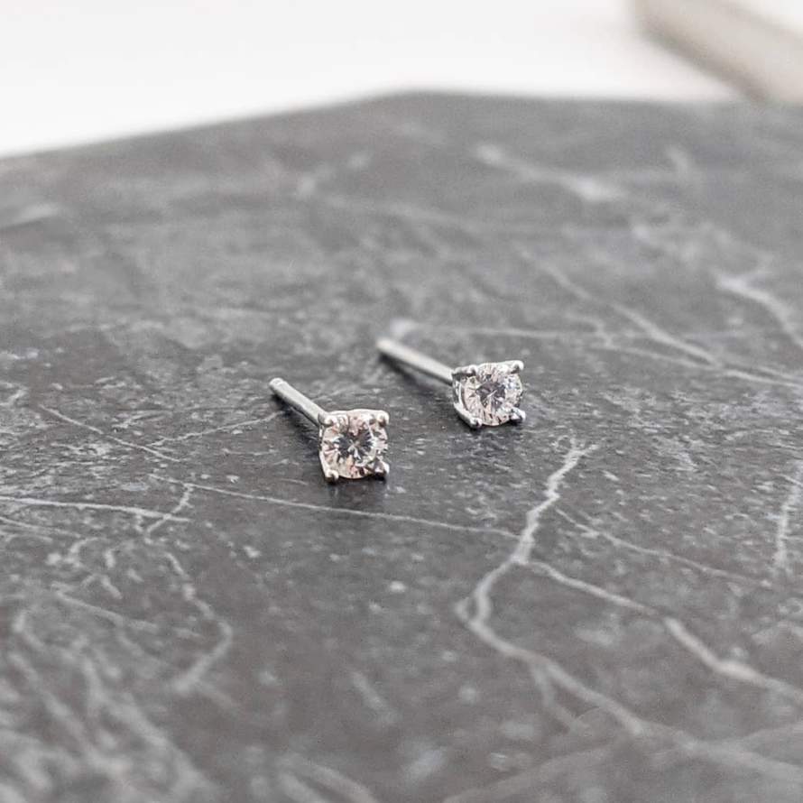 Tiny Crystal Stone Stud Earrings