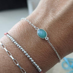 Amazonite and Silver Chain Bracelet