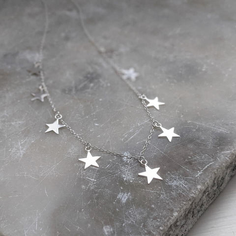 Sterling Silver Multi Star Necklace