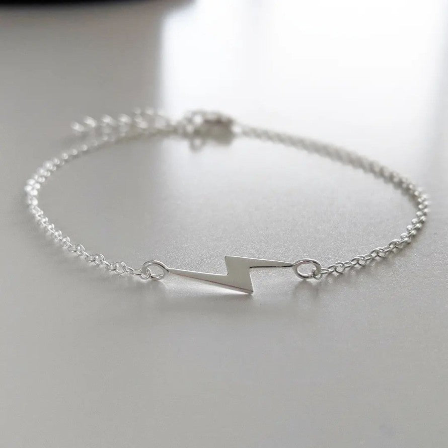 Sterling Silver Lightning Bolt Bar Bracelet