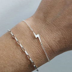 Sterling Silver Lightning Bolt Bar Bracelet
