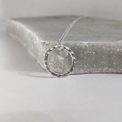 Fine Silver Beaten Loop Necklace