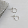 Small Silver Hexagon Hoop Earrings