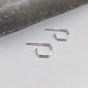 Small Silver Hexagon Hoop Earrings
