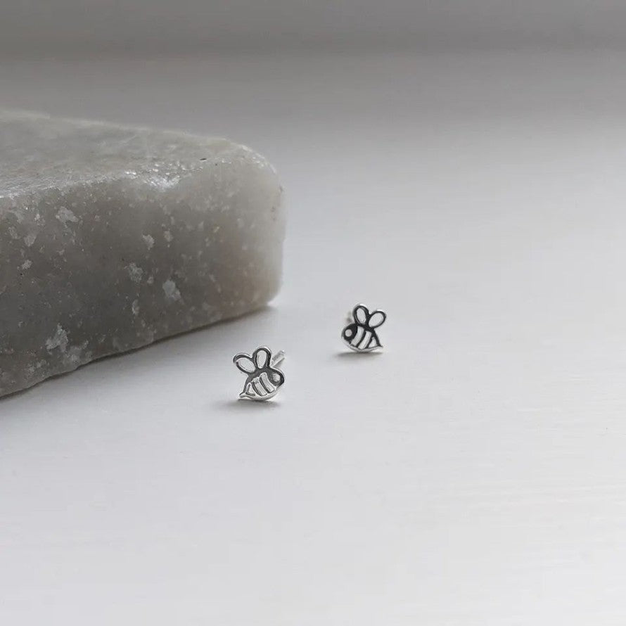 Sterling Silver Bee Stud Earrings