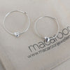 Sliding Heart Silver Hoop Earrings
