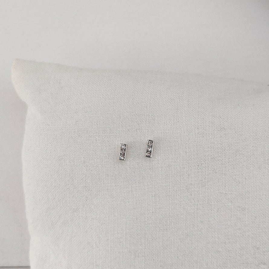 Black Diamond Crystal Bar Stud Earrings