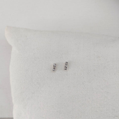 Black Diamond Crystal Bar Stud Earrings