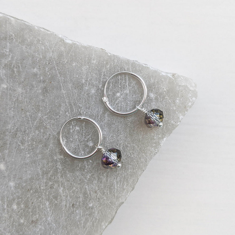 Sterling Silver Crystal Hoop Earrings