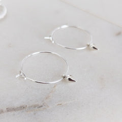 Sterling Silver Bullet Charm Hoop Earrings