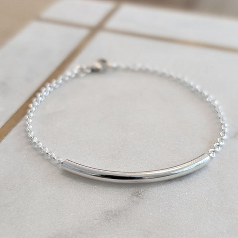 Sterling Silver Curved Bar Bracelet