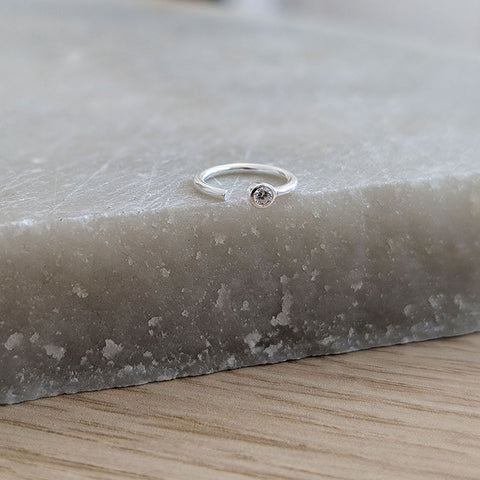 Sterling Silver Single Crystal Helix Hoop Earring