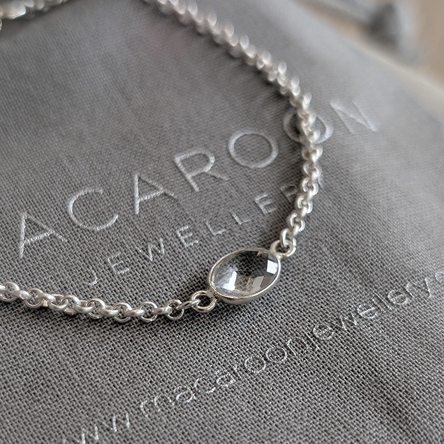 Crystal Quartz and Silver Chain Bracelet
