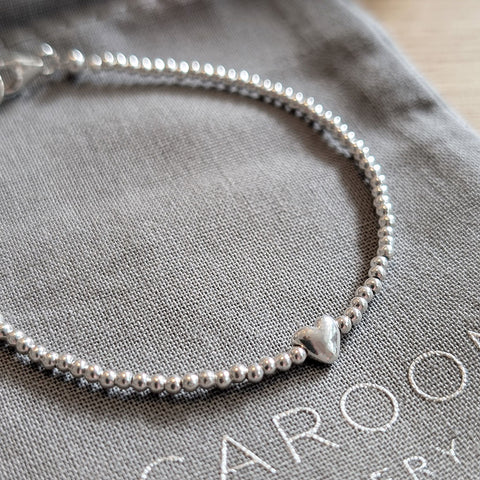 Sterling Silver Beaded Heart Bracelet