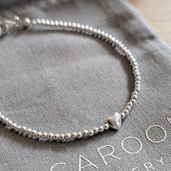 Sterling Silver Beaded Heart Bracelet