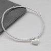 Silver Heart Charm Beaded Bracelet