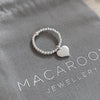 Sterling Silver Beaded Heart Stretch Ring