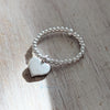 Sterling Silver Beaded Heart Stretch Ring