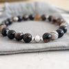 Men's Sterling Silver and Striped Agate Gemstone Bracelet